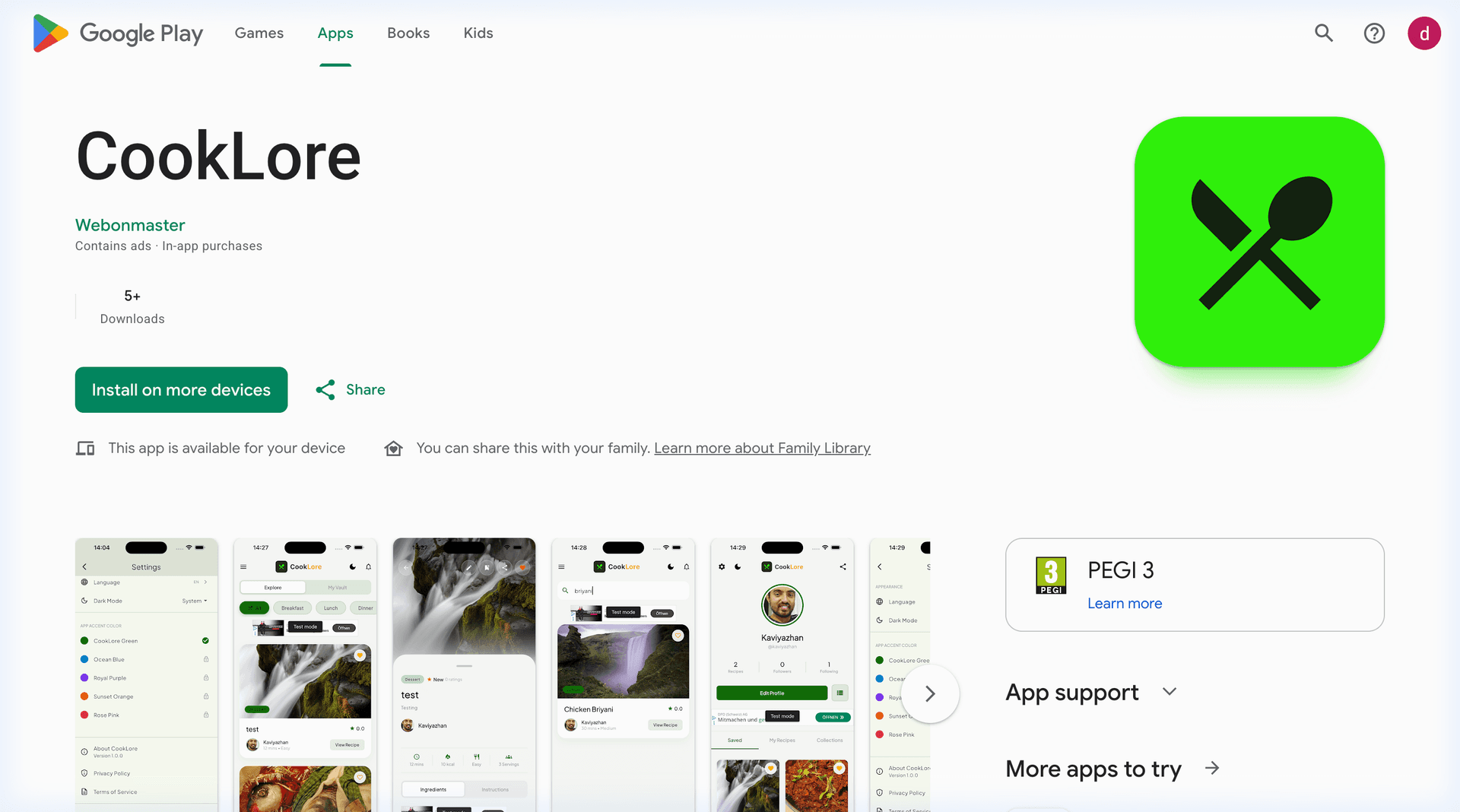 CookLore for Android Google Play App Screenshot
