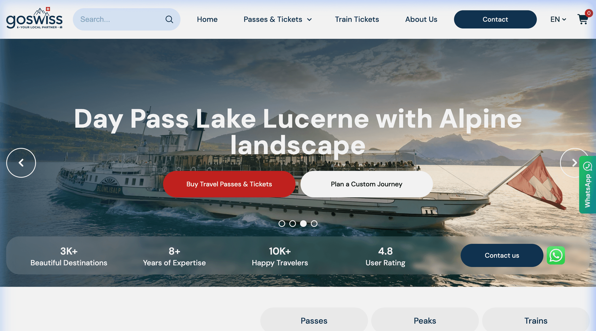 GoSwiss Official Swiss Passes & Mountain Excursions Platform Screenshot