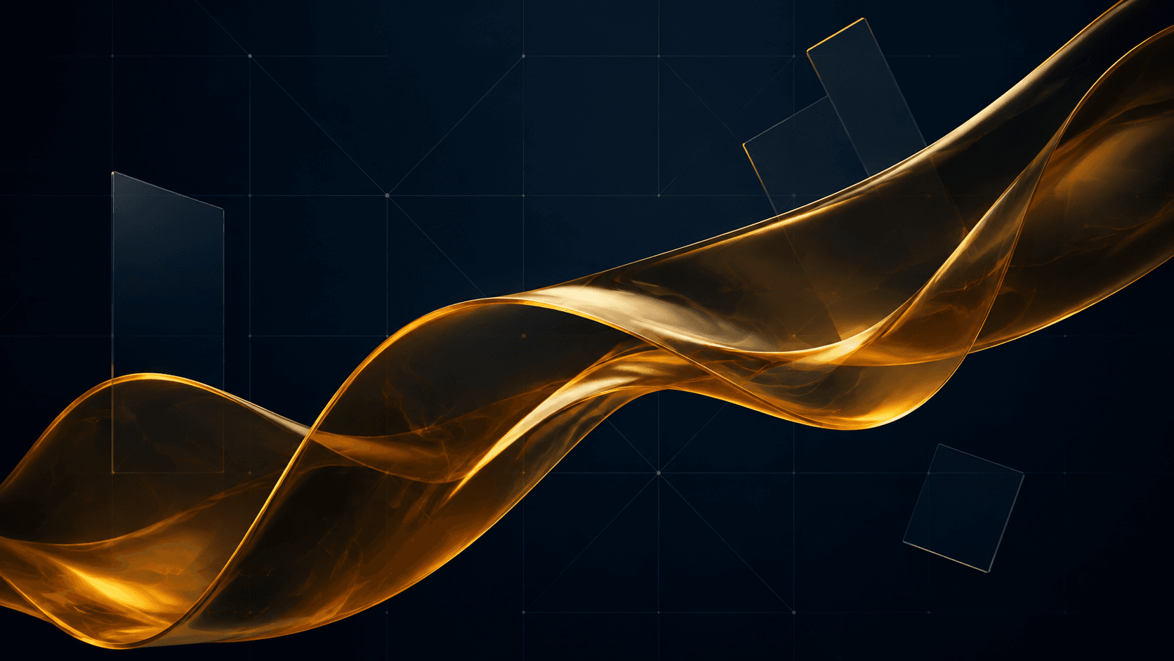 Abstract amber digital ribbon on a precise Swiss grid